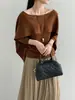 Suéter Tejido de Lino Simple para Mujer, Suéter de Lana Estilo Old Money, Top Elegante de Doble Uso 2766