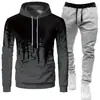 Conjunto Deportivo Casual con Capucha para Hombre Crazy Muscle con Estampado de Graffiti Corte Ajustado Moda Simple Transfronterizo Conjunto para Hombre