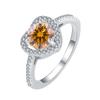 Anillo de Plata de Ley S925 con Moissanita Anillo Calado en Forma de Corazón para Mujer Anillo de un Quilate Incrustado con Diamantes de Colores