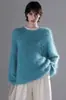 Suéter de punto tipo pullover, nuevo estilo otoño e invierno para mujer, cuello redondo, corte holgado, engrosado, hilo floral, tejido cepillado, top cálido para mujer