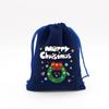 Atacado Sacos de Presente de Doces de Natal Véspera de Natal Embalagem de Maçã Saco de Armazenamento Azul Royal Tecido Flocado Cordão Aba Bolso Calças