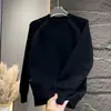 Sudadera casual de retazos de nuevo estilo otoñal para hombre, moderna, simple, color liso, holgada, elegante, cuello redondo, manga larga