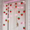 Cortina de porta de morango puro com divisória de vento pendurada estilo princesa para sala de casamento quarto cortina de quebra para casa meninas coração cortina de porta