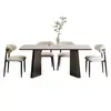 Mesa Rectangular y Sillas para Comedor Estilo Italiano Apartamento Pequeño Sala de Estar Hogareña Mesa de Comedor Minimalista Moderna Combinación de Mesa de Comedor de Placa de Roca Lujo Ligero