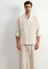Nueva ropa para hombre transfronteriza estilo chino traje de algodón y lino, conjunto de dos piezas simple holgado retro de manga corta de verano para hombre Hanfu