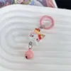 Chaveiro Série Gato Flor Desenho Animado Fofo Sino Rosa Coração de Menina Chaveiro Gato KT Pingente de Bolsa