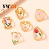 Joyería de Moda Nueva Europea y Americana Dulce Lindo Anillo de Flor Eterna para Mujer Color Libre Flor Seca Gota de Pegamento Anillo Abierto