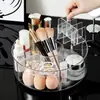 Caja de Almacenamiento Giratoria para Cosméticos Escritorio Tocador Tubo de Almacenamiento para Sombras de Ojos Labial Brochas de Maquillaje Estante de Almacenamiento Transparente con Compartimentos