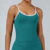 Colete Esportivo Justo de Cor Contrastante Europeu e Americano Transfronteiriço Feminino Sem Costas para Yoga Roupa de Fitness Regata Top para Corrida Yoga