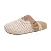 Pantuflas de Suela Gruesa Cerradas para Mujer, Nuevo Estilo Verano 2026, Tejido Hueco, Sandalias Cómodas de Media Puesta