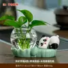 Decoração de Casa Estilo Chinês Panda Rabanete Verde Vaso Hidropônico Arranjo de Flores Vidraria Decoração de Mesa Vaso de Planta Presente