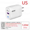 Cargador de Teléfono Móvil con Puerto USB Único Transfronterizo Cargador de 120W Estándar Europeo y Americano Británico Cabezal de Carga Rápida de Protocolo Completo Ámbar Amarillo