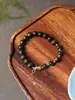 Pulsera Auténtica de Madera Qinan Verde Ágata Malaquita Cristal Fantasma Rojo del Sur Cuentas de Oración Budista Joyería de Madera Vintage de Nicho