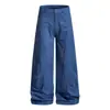 Pantalones Largos de Pierna Ancha para Hombre Estilo Holgado Marca Trendy de Calle Resistentes Diseño de Deconstrucción Dividido Patchwork Casual hasta el Suelo
