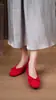 Sapatilhas Vermelhas com Laço Estilo Francês e Bico Quadrado para Mulheres, Novos Mocassins Planos Versáteis para o Dia a Dia da Primavera de 2026