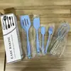 Em estoque cor silicone utensílios de cozinha cinco peças caixa de cor caixa de presente terno silicone coador manteiga escova espátula