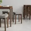 Taburete de Madera Maciza para Uso Doméstico, Taburete Cuadrado Pequeño, Taburete Redondo Simple Apilable, Taburete Bajo para Tocador, Taburete de Almacenamiento para Silla de Mesa de Comedor de Sala de Estar