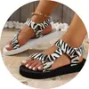 Sandalias talla grande mujer verano nuevo color combinación velcro estilo étnico sandalias 36-414243