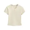 Ropa de Mujer al por Mayor Transfronteriza Estilo Europeo y Americano 2026 Verano Nueva Moda Versátil Casual Camiseta de Manga Corta Camiseta Pequeña con Cuello en V