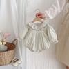 26 Pelele Floral de Manga Larga para Bebé Niña de Primavera y Otoño Elegante Cuello con Volantes Mono de Algodón para Bebé Traje para Gatear