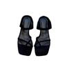 Sandálias Slip-On com Salto Bloco e Estampa de Leopardo Única para Mulheres, Nova Moda de Verão 2025 Sandálias Versáteis Elegantes Estilo Francês