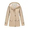 2026 Novo Estilo Jaqueta Corta-Vento com Capuz Feminina para Primavera e Outono Jaqueta Repelente à Água com Forro de Fleece Composto Tamanho Europeu e Americano Cardigan com Zíper de Manga Longa