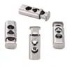 Hebilla metálica elástica rectangular vertical de dos agujeros para cordón, hebilla de resorte con ajuste elástico, T5215