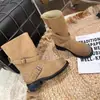 Botas Martin de estilo británico con hebilla de cinturón, efecto desgastado, hasta la mitad de la pantorrilla, para mujer, invierno 2026, tacón grueso vintage, punta redonda, botas versátiles para mujer