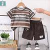 2024 novas roupas de verão para meninos para crianças estilo coreano estilo ocidental shorts de manga curta algodão de duas peças set fábrica auto-operado atacado