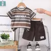 Ropa de Verano Nueva para Niños 2024 para Niños Pequeños y Medianos Estilo Coreano Conjunto de Dos Piezas de Algodón de Manga Corta y Pantalones Cortos Venta al por Mayor Operada Directamente por la Fábrica