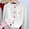 Chaqueta de punto con bordado de lazo y manga larga para mujer, suéter 2025, nueva prenda de exterior para primavera y otoño, estilo holgado, top