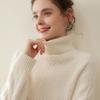 Estilo Diseñador Británico ~ Suéter de Cachemira de Color Sólido para Mujer, Suéter Grueso de Lana Tejido en Cable de Cuello Alto para Vestir en Capas