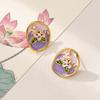 Pendientes Estilo Vintage Lavanda Jardín de Monet Perno de Perla Pintura al Óleo Retro para Mujer 2026 Nuevos Pendientes Exquisitos