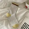 Calcetines Retro de Bloques de Color con Rayas Ultrafinas de Estilo Coreano, Ajuste Holgado, Cuello Redondo para Mujer, Novedades Otoño 2026, Casual Sin Costuras, de Media Pantorrilla, Algodón para Mujer