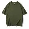 Camiseta Masculina Off-Shoulder de Manga Curta Algodão Puro de Xinjiang Peso Pesado 300g Feminina Solta Casual Respirável Cor Sólida