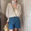 Corea del Sur Chic Verano 2024 Verano Nuevo Elegante Camisa Rayada para Mujer Camisa Corta con Protección Solar en stock