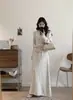 Tamanho Plus Estilo Preguiçoso Casual Conjunto Feminino Elegante Retrô Top Duas Peças Inverno Novo Estilo Saia Grossa