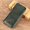 Bolso de Mano de Cuero Genuino Retro de Primera Capa Gran Capacidad Rfid Antirrobo Clutch de Cepillo Billetera Larga Casual para Hombres y Mujeres