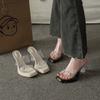 Tacones Gruesos Franceses con Sandalias de Falda 2025 Nuevo Verano Tacones Altos Transparentes para Mujer
