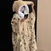 Bata de Pijama de Franela con Estampado de Dibujos Animados y Orejas de Conejo Lindas XinXuan