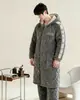Bata para Hombre Pantalón Largo Coral Fleece Acolchado de Tres Capas Cálida Ropa de Casa Engrosada Bata Larga Otoño/Invierno Set (Loto)