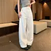 Pantalones de trabajo blancos de otoño hechos a medida, de tiro alto, adelgazantes, de corte holgado, casual, diseño moderno, pantalones largos