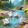 Estilo Ins Hermoso Cisne Blanco Micro Paisaje Adornos de Resina Joyería Carnosa Zakka Adornos de Regalo Creativos