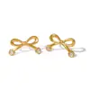 Pendientes Jieding de Acero Inoxidable con Lazo y Corazón de Circonita, Clavos de Oreja de Lujo Ligero de Gama Alta, Joyería Transfronteriza de Acero de Titanio