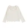 Camiseta de niña Wulibu Yi 2026 otoño nueva manga larga cuello con volantes camiseta básica ropa de moda trendy para niñas