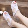 Sandalias de Plástico de Verano Sandalias Blancas para Mujer Tacón Plano Suela Suave Cómodas Combinables Zapatos de Princesa de Cristal para Madre de Mediana Edad