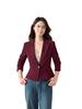 Chaqueta de Color Borgoña con Mangas Largas y Cuello Pequeño para Mujer, Moda Casual Profesional Elegante Otoño e Invierno Nuevo Top de Moda para el Trabajo