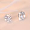 Pendientes de plata de ley Qiao Lanxuan con incrustaciones de aguja y circonita en forma de corazón, pendientes de estudiante de moda japonesa y coreana, joyería para mujer, venta al por mayor