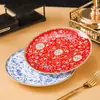 Prato raso de cerâmica esmaltada, prato raso, prato de jantar estilo chinês de Jingdezhen, utensílios de cozinha privada para hotel e clube, prato de servir, prato redondo