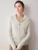 Cárdigan con capucha y cremallera 100% cachemira pura, nuevo estilo otoño/invierno, suéter de punto trenzado, corte holgado, efecto adelgazante